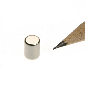 Cilindro magnetico Ø 6,0 x 8,0 mm N48 nichel - aderenza 1,1 kg