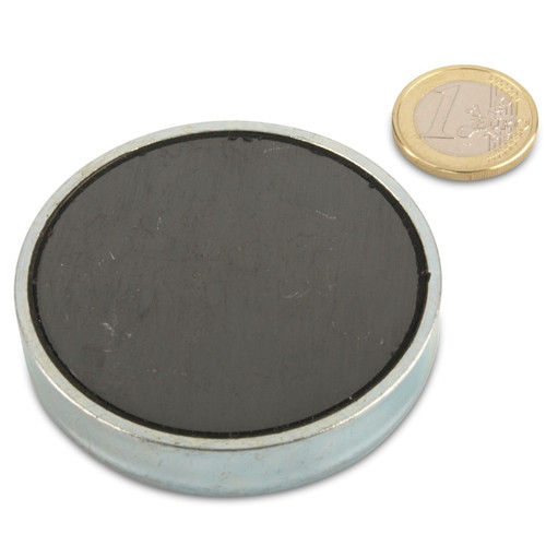 Magnete con base in ferrite Ø 63,0 x 10,0 mm, zinco - aderenza 35 kg