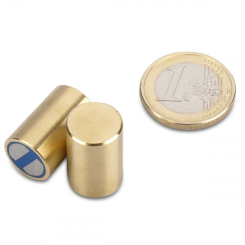 NdFeB Magnete cilindrico con base Ø 13 x 20 mm, ottone, tolleranza h6 - 7,1 kg