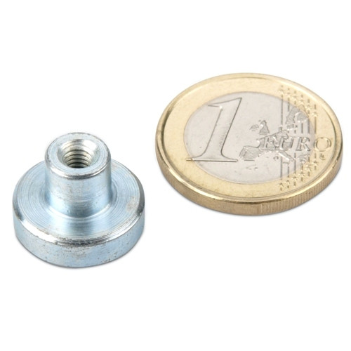 Magnete con base in neodimio Ø 16,0 x 4,5 mm con boccola filettata M4 aderenza 9,5 kg