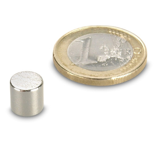 SmCo Disco magnetico Ø 8,0 x 8,0 mm S280 nichel - aderenza 1,6 kg