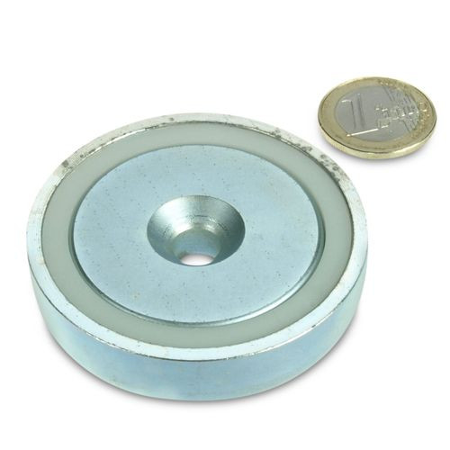 Magnete con base neodimio Ø 60,0 x 15,0 mm con svasatura aderenza 130 kg