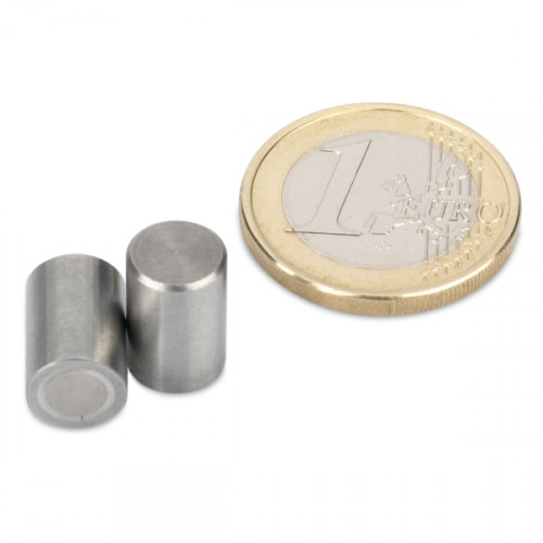 AlNiCo Magnete cilindrico con base Ø 8 x 12 mm, acciaio, tolleranza h6, 400 g