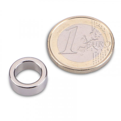 Anello magnetico Ø 13,0 x 9,0 x 5,0 mm N45 nichel - aderenza 2,5 kg
