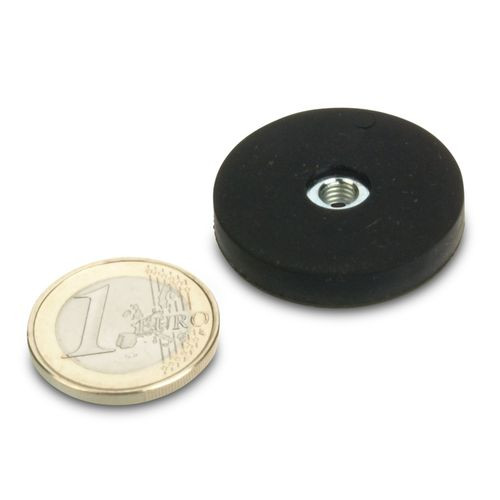 Sistema magnetico Ø 31 mm gommato, filettatura interna M5 - aderenza 7,5 kg