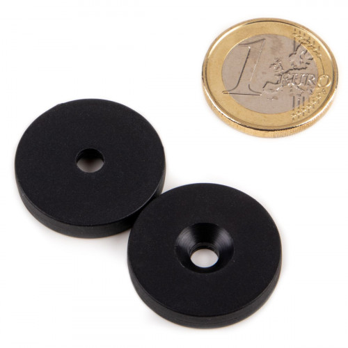 Anello magnetico svasatore Ø 25,0 x 4,5 x 4,4 mm rivestimento in plastica - nero