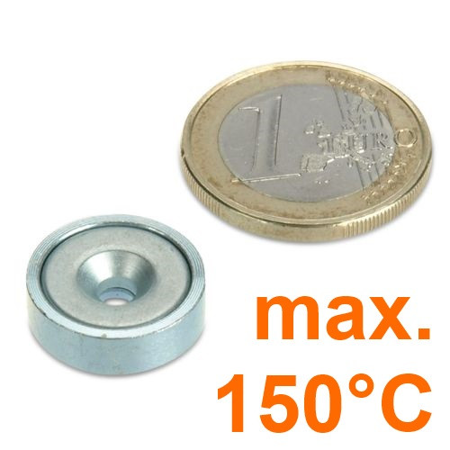 Magnete con base neodimio Ø 16,0 x 5,0 mm con svasatura - 150°C