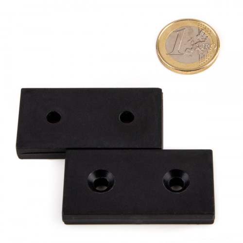 Magnete al neodimio 50,8 x 25,4 x 8,0 mm Rivestimento in plastica 2 fori svasati