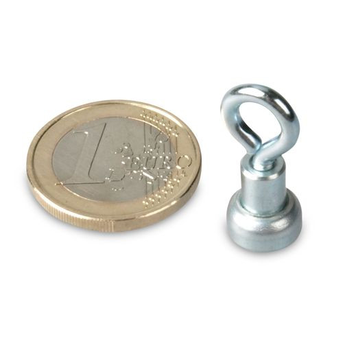 Magnete con occhiello Ø 10 mm NEODIMIO - zinco - aderenza 2 kg