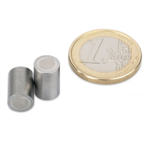 AlNiCo Magnete cilindrico con base Ø 6 x 10 mm, acciaio, tolleranza h6, 200 g