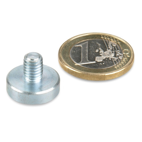 Magnete con base in neodimio Ø 16.0 x 4.5 mm, filettatura M6x8, aderenza 6 kg