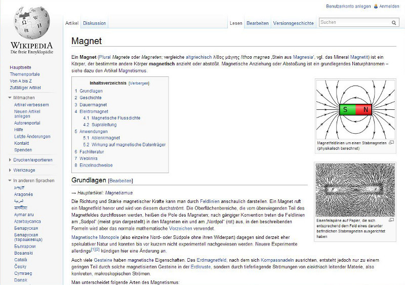 Magnet bei Wikipedia